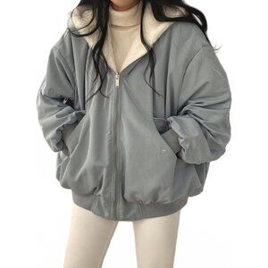 Women's Winter Coats Puffer Long Sleeve Oversized Full Zipper Warm Jackets Blue